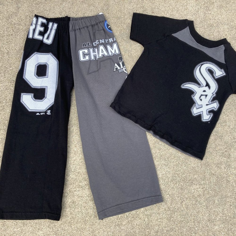 Chicago White Sox MLB Handmade baseball t shirt pajamas two piece set size 5